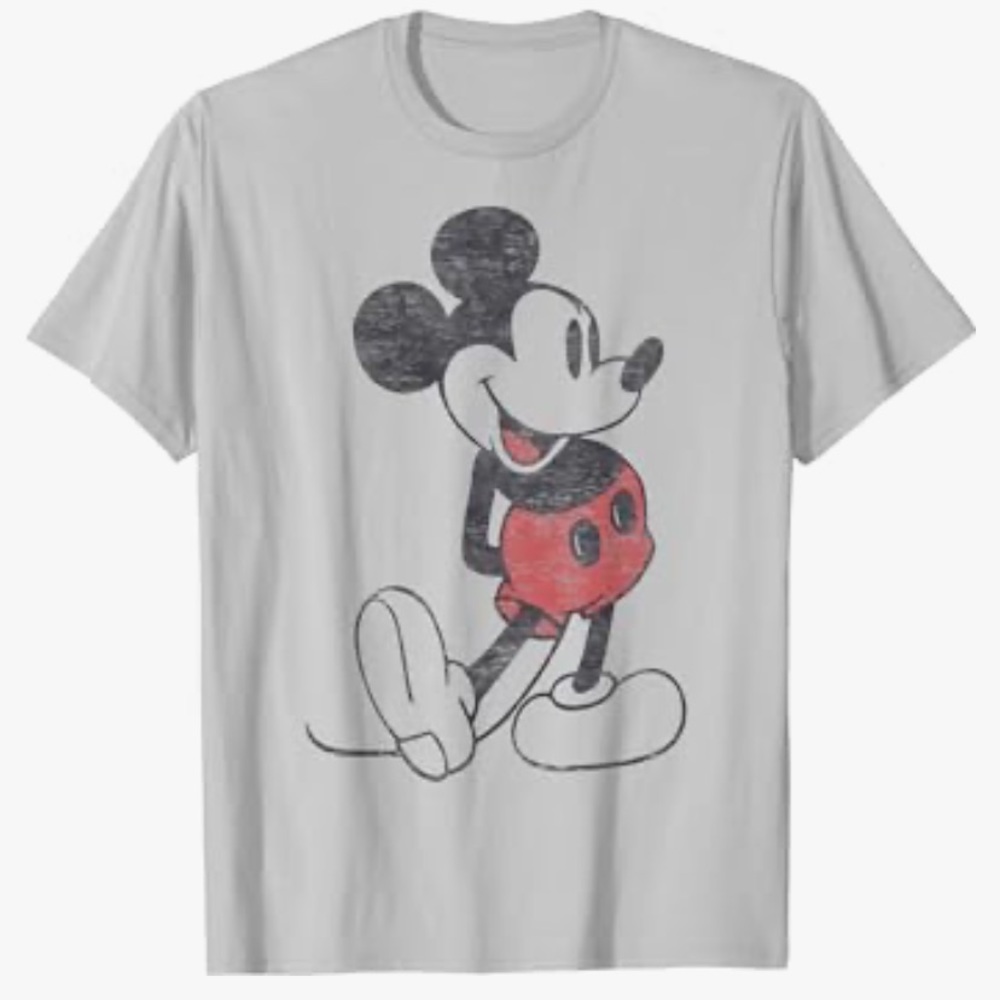 Disney Gray and Black Mickey Mouse Short Sleeve Tee